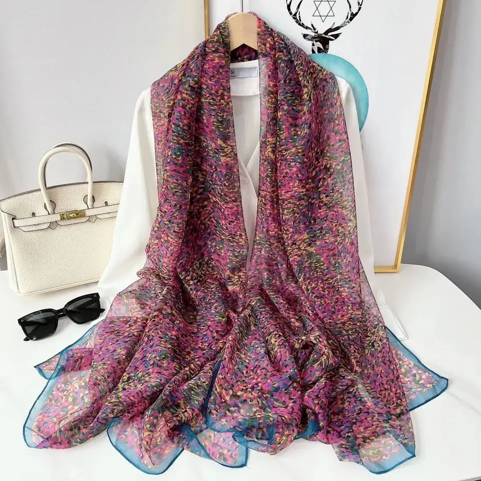 New Fashion Silk Designer Scarves Spring Summer Women Branded Long Silk Scarf