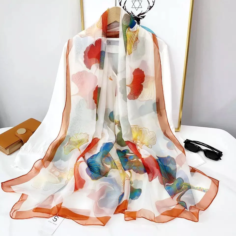 New Fashion Silk Designer Scarves Spring Summer Women Branded Long Silk Scarf