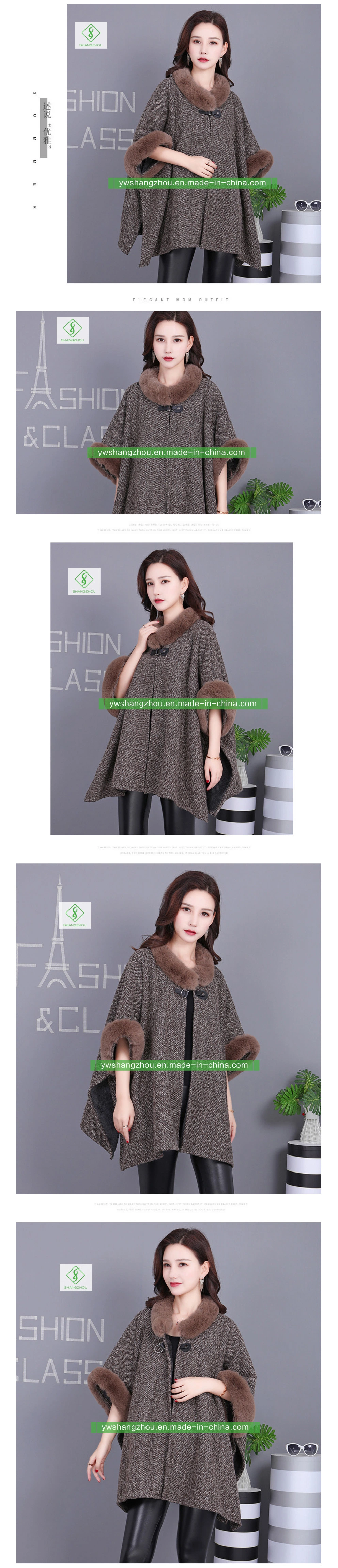 European Lady Fashion Solid Bat Cloak Sleeveless Thickened Cape Shawl