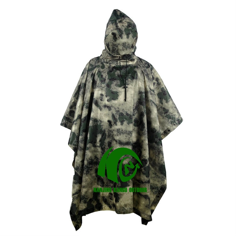 Kango High Quality Portable Rain Poncho Military Camouflage Camping Hiking Raincoat Jacket