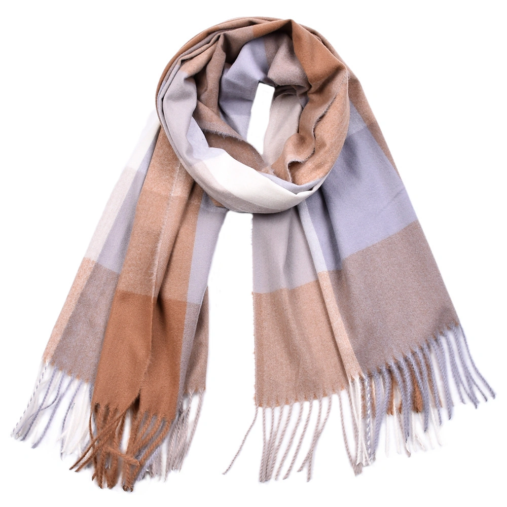 New Style Wholesale Checked Women Winter Shawl Scarf Contrast Color