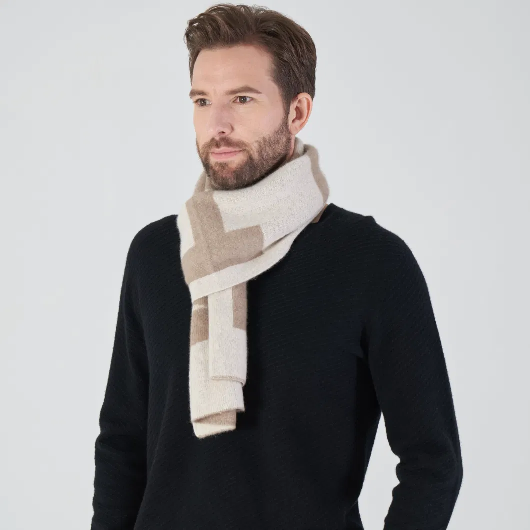 Factory Wholesale 2024 Pure Cashmere Knitted Men&prime;s &amp; Ladies Fashion Yarn Dyed Personalized Letter or Monogram Muffler Scarf