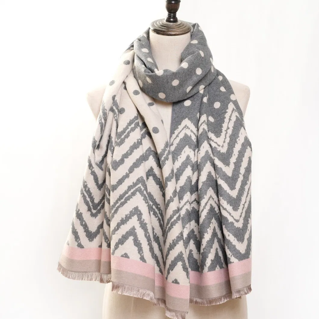 Faux Cashmere Fashion Double-Sided Dotted Lady Shawl Scarf,