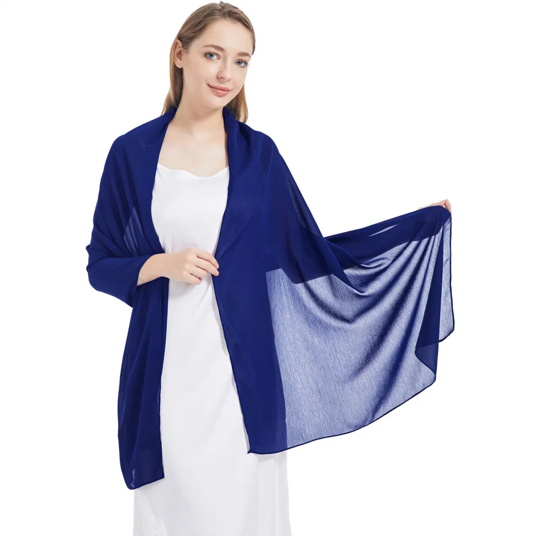 Comfortable Spring Women Royal Blue Lightweight Chiffon Shawls and Wraps Poncho