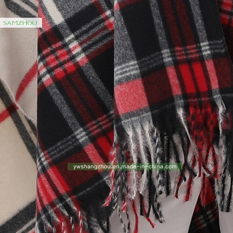 Jacquard Western Plaid Cape Fashion Scarf Lady Cashmere Slit Shawl Winter