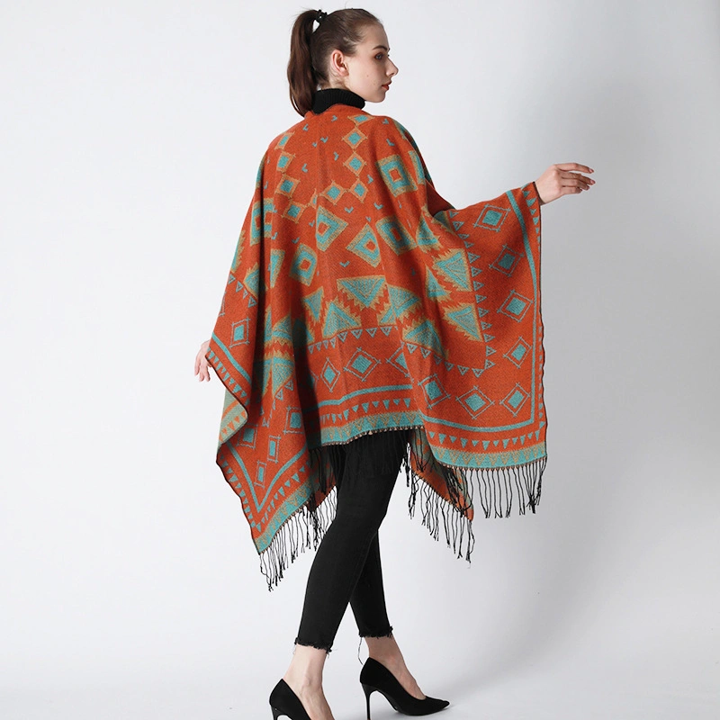 Bohemian Shawl Scarf Winter Warm Cardigan Poncho Tribal Vintage Women Cape