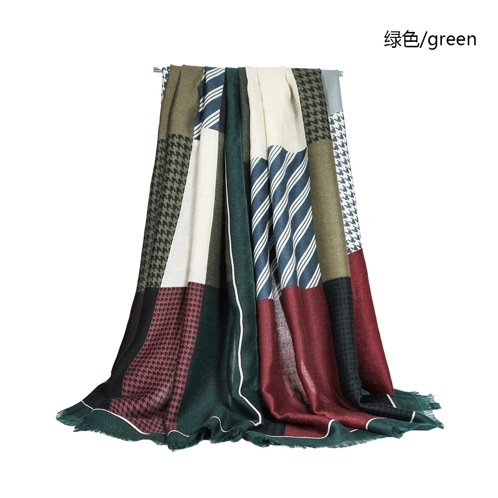 New Rectangular Houndstooth Printed Scarf Personalized Custom 100% Pure Silk Twill Satin Square Skinny Scarf for Women