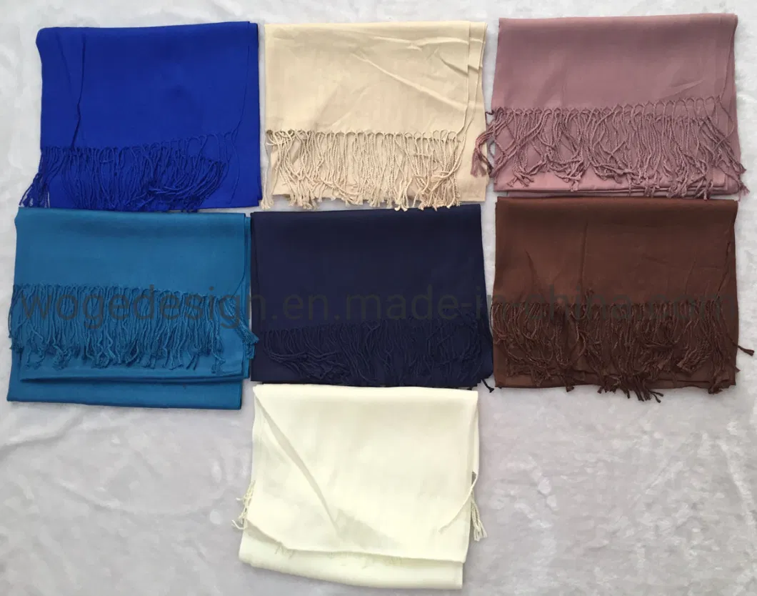 Classic UK Beautiful Hijabs Factory Wholesale Ladies Plain Solid Viscose Scarfs Pashmina with 41colors Available Stock