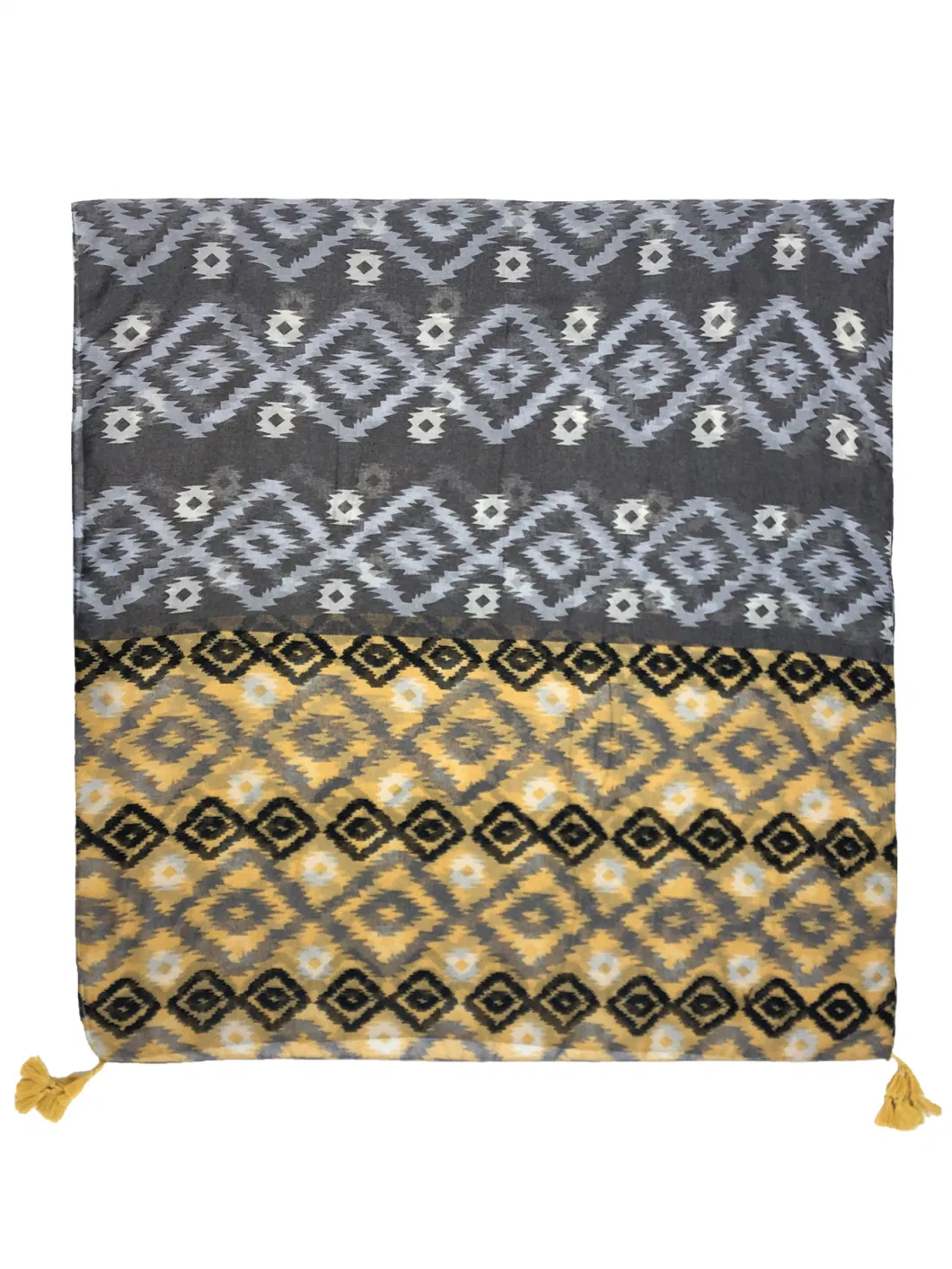 Women&prime;s Geo Leaves Mix Print Scarf with Tassel