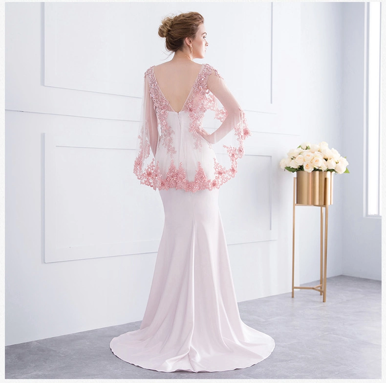 Mother of The Bride Formal Gowns Pink Red Lace Shawl Evening Dresses Z7011