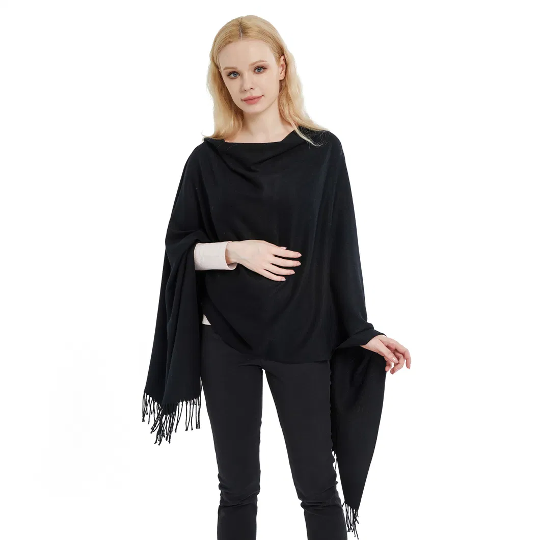 Wholesale Classic Black Shawl Pashmina Cashmere Skin Friendly Women Cape