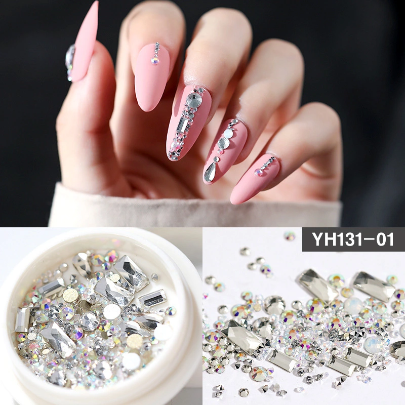 Nail Diamond Mesh Red Flat Bottom Diamond Ab Transparent Nail