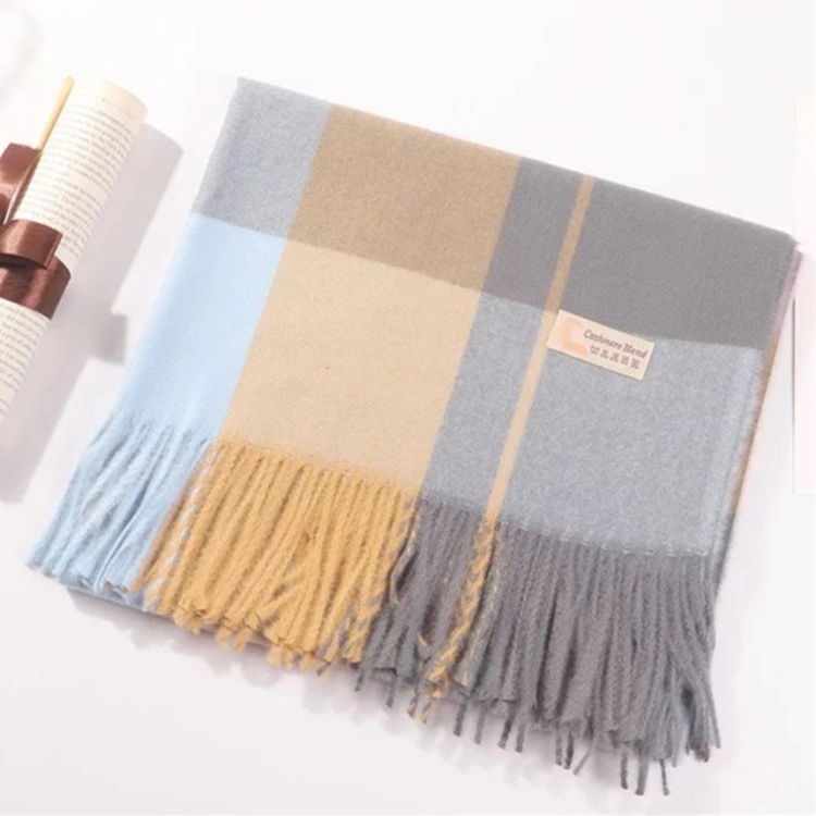 Wholesale Solid Color Lattice Scarf Cashmere Wool Shawl