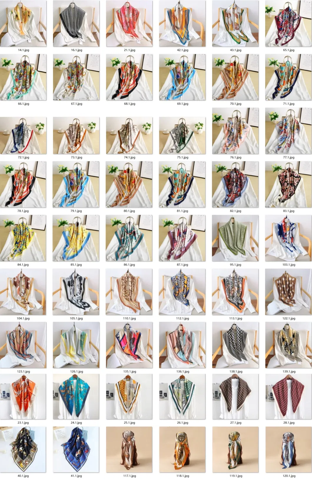 90X90cm Wholesale Custom Fashion Silk Scarves Hijab Headscarf High Quality Kerchief Scarf Bandanas