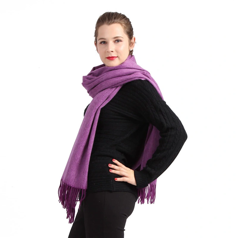 Wholesale Classic Plain Pure Wool Shawl Winter Luxury Pashmina Wrap for Woman