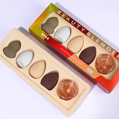 Ultra-Soft Makeup Egg 4 Packs Plus Support Set Which Will Become Large in Case of Water Dry and Wet Powder Puff