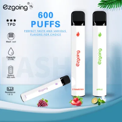 Shenzhen Factory Prices 600 Puffs Atomizer Nicotine Free Mini Disposable Electronic Cigarette Distributor Electric Vape Smoke English Russian Packag Vape
