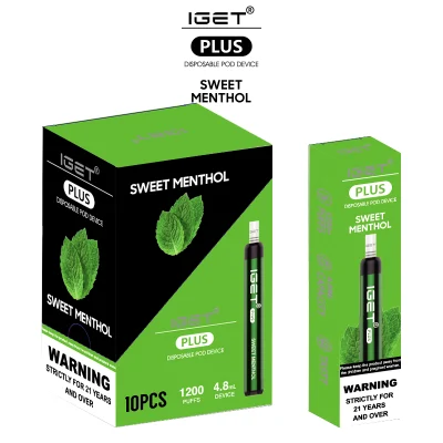 Iget Plus Disposable Vapor 1200puffs Vape Disposable Pod Kits Sweet Menthol