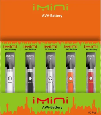 China Supplier Authentic Imini Avv 380mAh Variable Voltage Battery E Cigarette 510 Thread for Thick Oil Vape Cartridges 3.3-4.8V for Vapor Vapers Carts USA