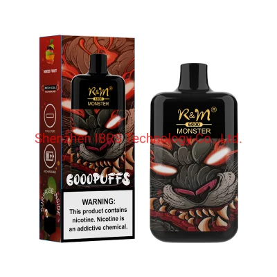 Wholesale Original Puff Bar Ultra Upgrade Version R and M Monster Mesh Coil 6000 Puffs Logo Custom Disposable Vape Pen