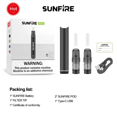 2023 Empty OEM 2ml Disposable Prefilled Mod Refilled Refillable Replaceable Compatible Transparent Closed Sunfire Vape Pod System Kit Cartridge Atomizer