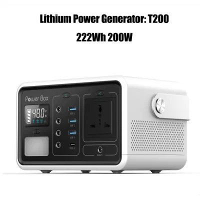 AC/DC/USB 200W 60000mAh Portable Lithium Battery Solar Energy System for Emergency Charging