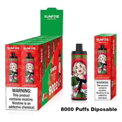 18ml Oil Capacity 8K Puffs Sunfire 9000 8000 Puffs Dtl Disposable Vape 18ml Prefilled 600mAh USB Recharge Vapor Bottom Adjustable Airflow 0mg 20mg 30mg