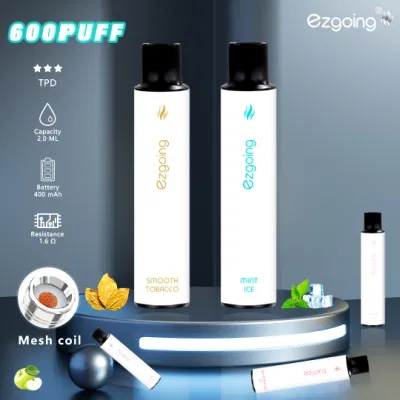Shenzhen Factory Prices 600 Puffs Atomizer Nicotine Free Mini Disposable Electronic Cigarette Distributor Electric Vape Smoke English Russian Packag Vape