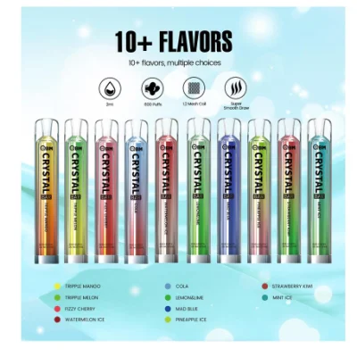 in Stock Now Fast Delivery Vape Disposable Pod Pen 2% Nic Salt E Cig Puff 600 Crystal Vape