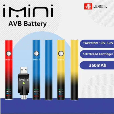 High Quality 350mAh Imini Preheat Battery Variable Voltage Ecigs Bottom Charge with USB 510 Vape Pen Battery for Oil Cart Cartridges Vaporizer Pen Battery