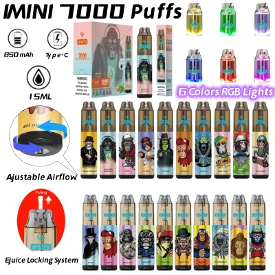 Imini 7000puffs 8000 Puffs Factory Bars Direct Sale Vapes Big Disposable Vape Pen Rechargeable Nicotine Free 20% Tornado Juice Vaporizer Flavor E Cig