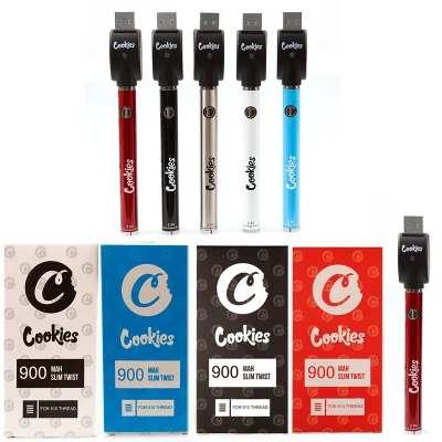 Cookies Battery Vape Pen USB Charger Blister Kits 350 900mAh Bottom Spinner 3.3-4.8V Preheat VV Cartridge Batteries for EGO 510 Thread Tanks Atomizer