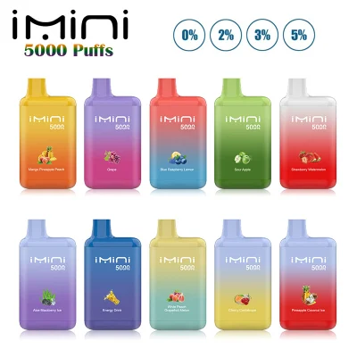 Imini Puff 5000 Vape Disposable E Cigarette 12ml Prefilled Cartridge 550mAh Rechargeable Battery Bc5000 Sigarette Elettroniche Vs Razz Bar Puffbar 7000 9K 12K