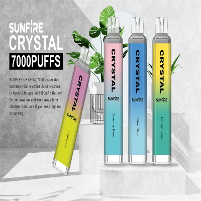 Sunfire Crystal 7000 Puff 7K Disposable E-Cigarettes Features 16ml Vape 0% 2% 3% 5% 1300mAh Vape 7000 Puf Pufs 7000puffs 7000 7K 12K Puffs Vape