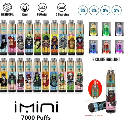 E Cigarette Tornado 7000 8000 Puffs Disposables Vapes Disposable Imini Puff 7K Rechargeable 850mAh Battery 15ml Capacity 50mg Vaper Desechables