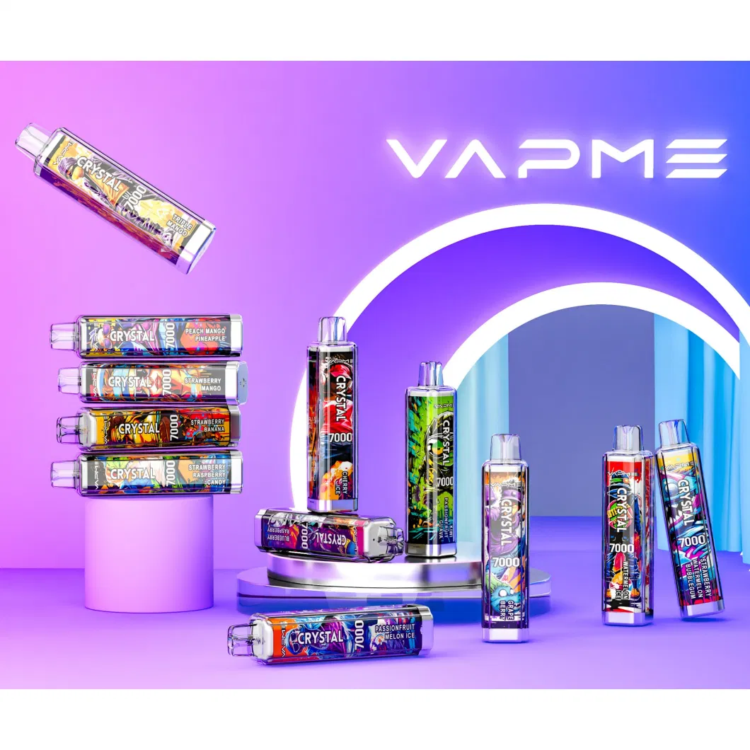 Vapme Crystal 7000 Puffs E-Cig Disposable Vape Pen 650mAh Rechargeable Battery 14ml Pre-Filled 18 Flavors Wholesale