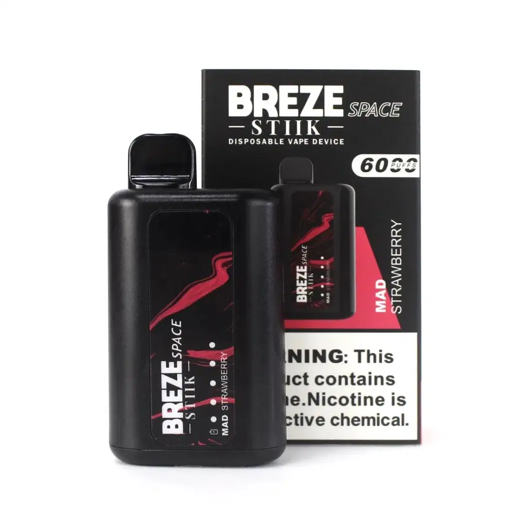 Breze Stiik Space 6000 Puff Germany Zbood 50mg De6000 Nano Peach Tigher Vape Ecigs Dispsoable Vape