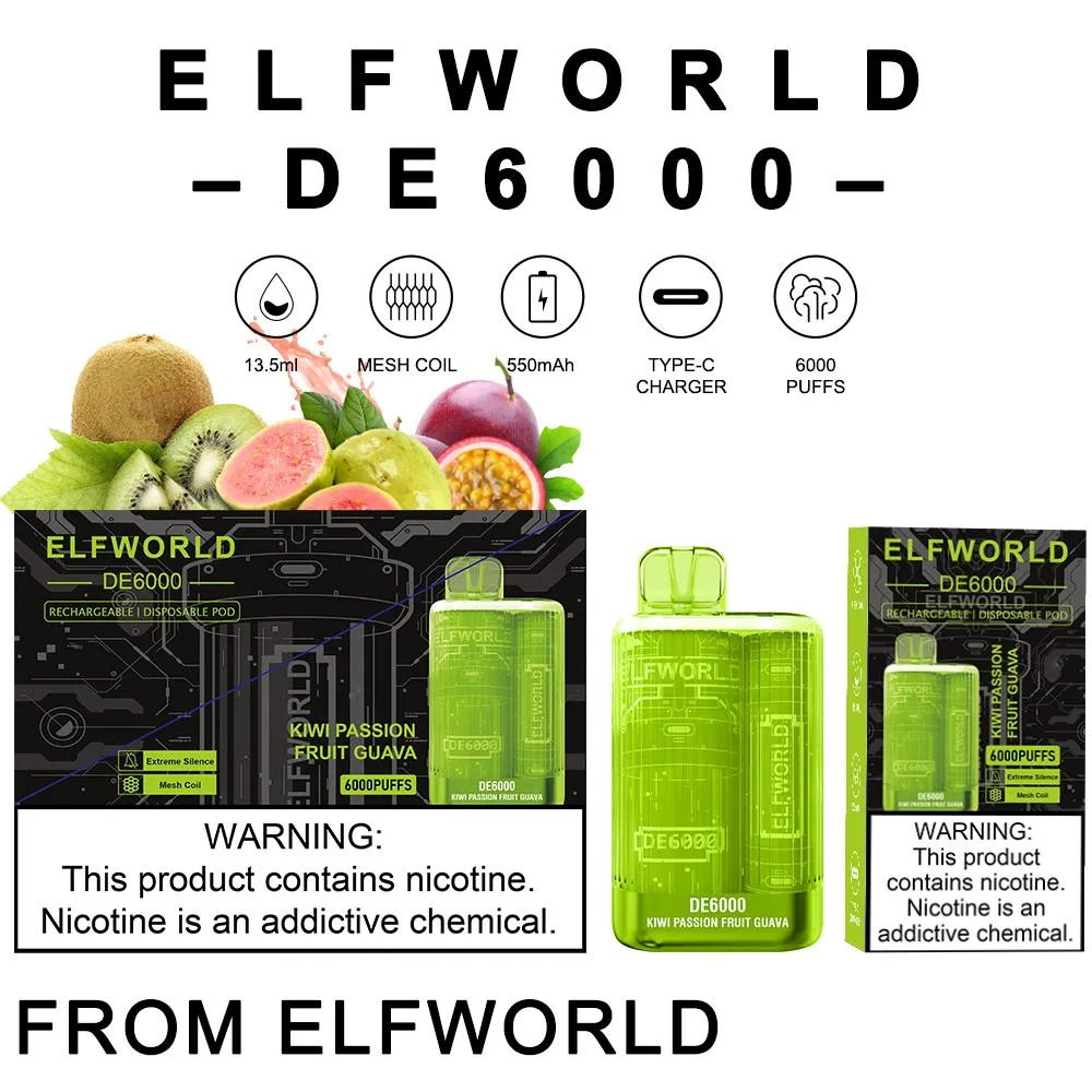 High Quality Electronic Cigarette Elfworld De6000 Crystal Puff Elfworld Lost Elf World Orion Puff Vape Bar Clear 7500 Disposable Vape RM 7500 Puffs