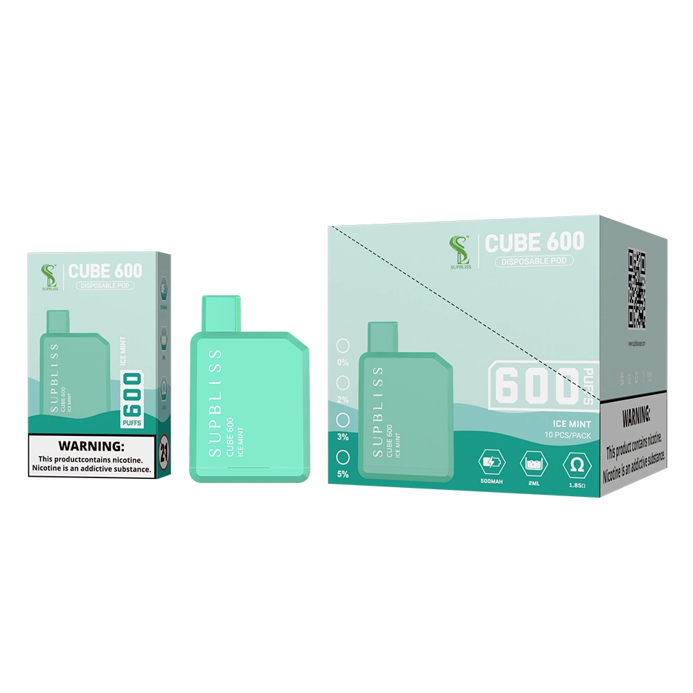 Wholesale Hot Selling 5% Nicotine Salt 500mAh Supbliss Cube 600 Puff Disposable Box Vape