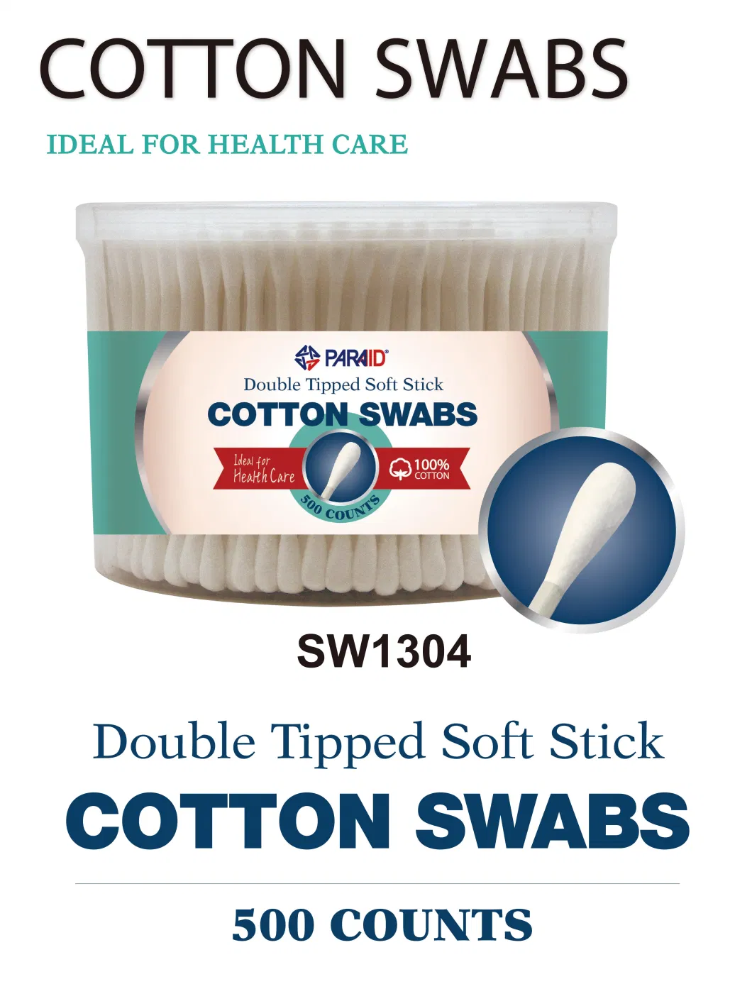 Soft Tip Cotton Swabs for Gentle Cleaning, Model No.: Sw1304, One Size Fits All, Customizable Color
