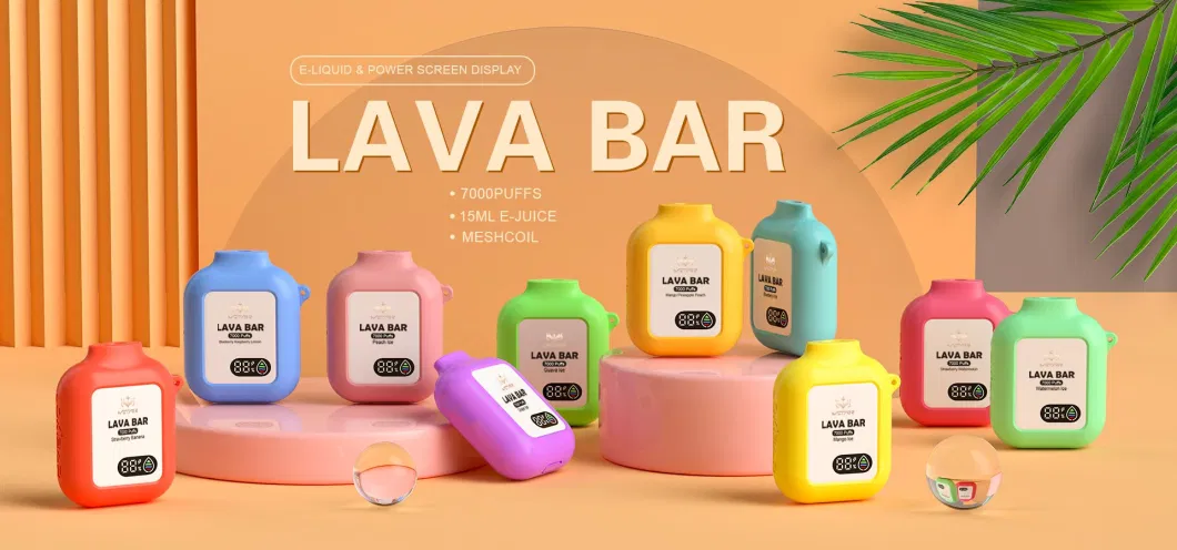 Good Taste Lava Bar Custom Brand 7000 Puffs Rechargeable Disposable Vape 15ml with Digital Screen