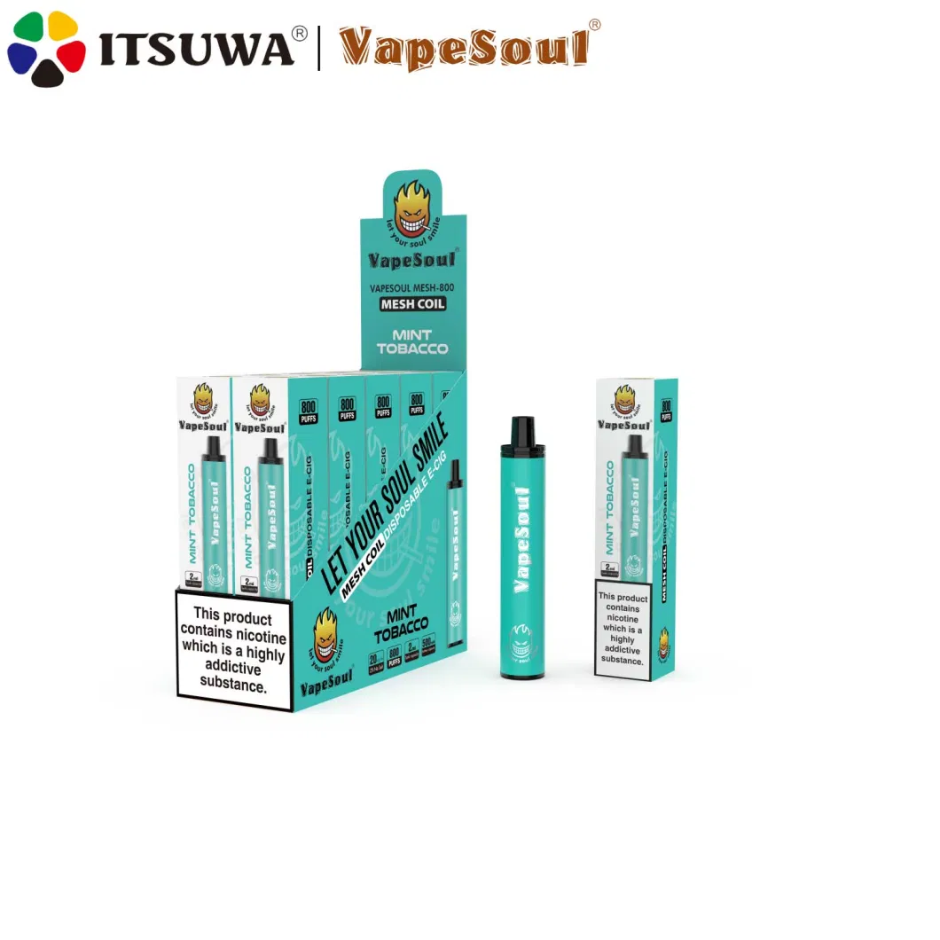 Vapesoul Mesh-800 Wholesale Fashion E-Cigarette 2ml 800puffs 500mAh 1.4ohm OEM ODM Mesh Coil Disposable Vape