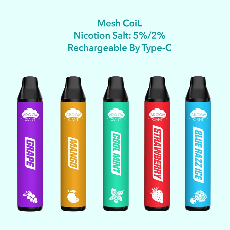 Top Quality Vape Type-C Charge 5 Flavour Mesh Core 5 Different Colors 1000 mAh Battery Capacity Disposable Vapes