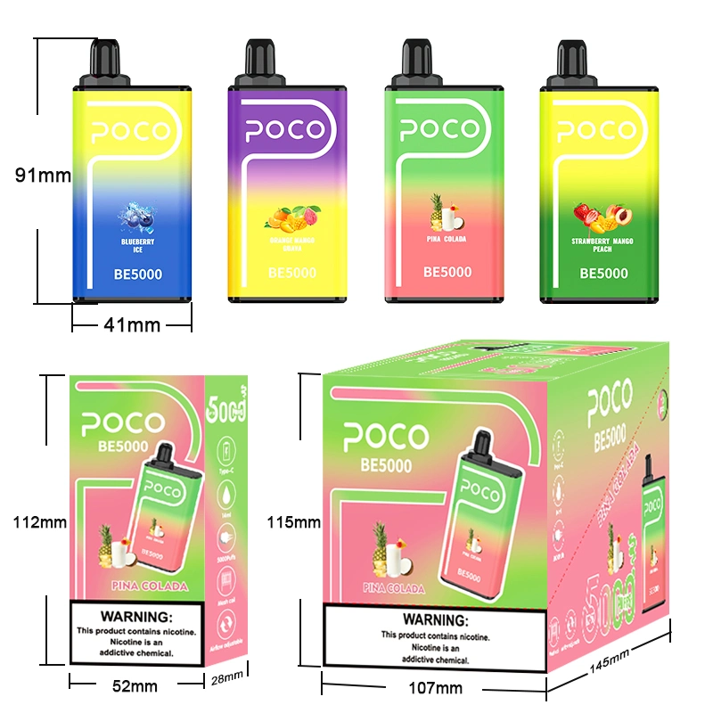 5000puff Bar Wholesale Vaporizador Desechable Poco Disposable Vaporizer Vape Pen for E-Cigarette