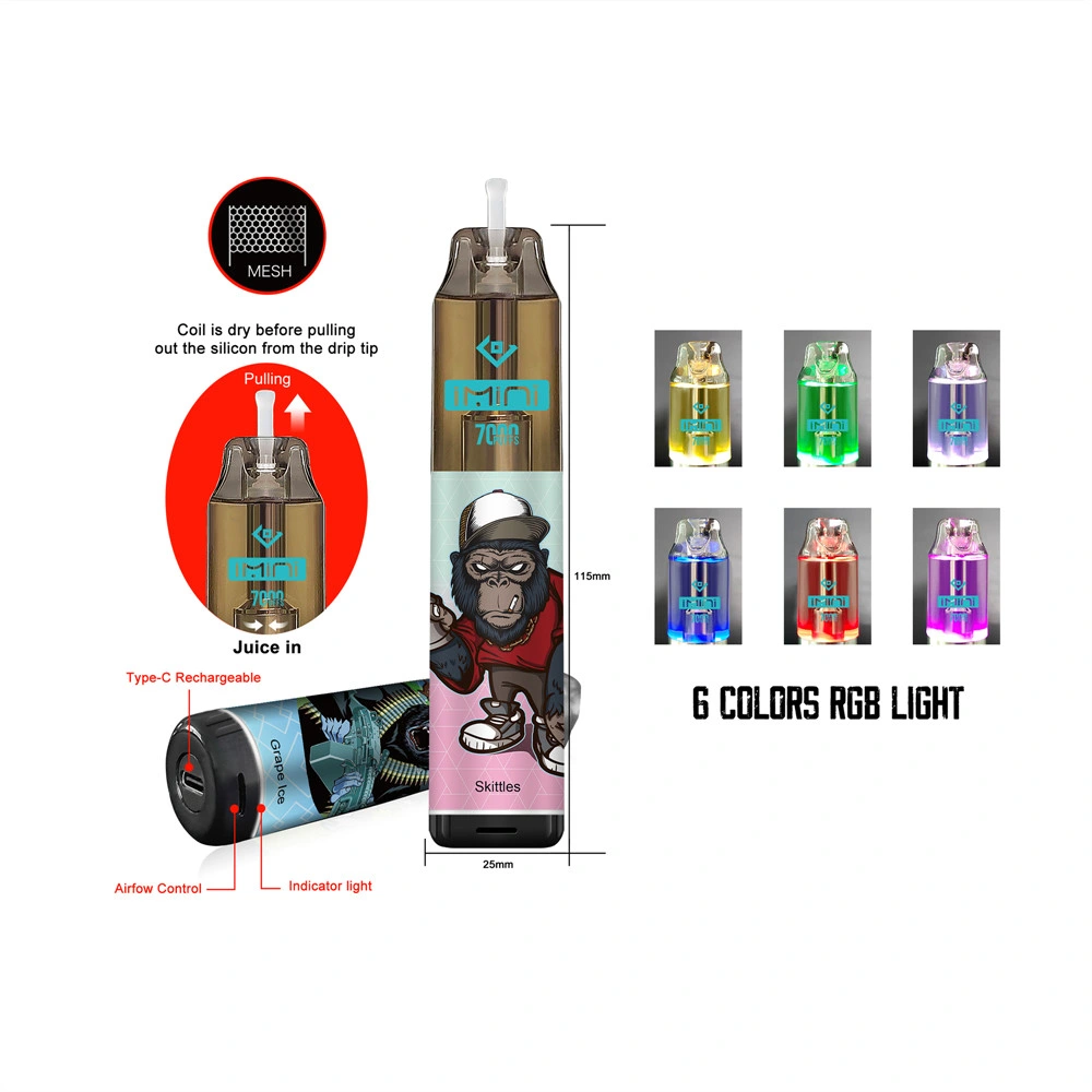 Wholesale R M Tornado 7000 Ejuice Locking System Leakproof Imini 7000 Puffs Rechargeable Type-C Randm Vape