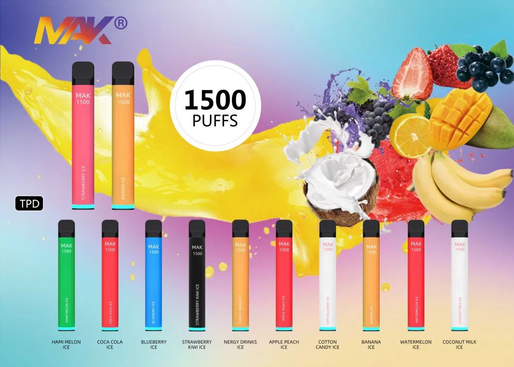 China Vape Factory Best Wholesale Price Electronic Cigarette 10000puff 5% 2% 0% Nicotine Free Disposable 600 /800 Puffs Tpd Vape Pen Mak Vape