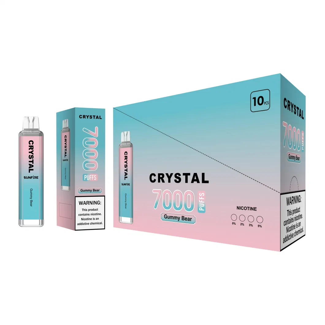 Sunfire Custom Wholesale E Cig 600 5000 6000 7000 8000 9000 10000 Puff Crystal Vaper with Display Crystal Bar Vaper Disposable Vape 12K 10K 9K