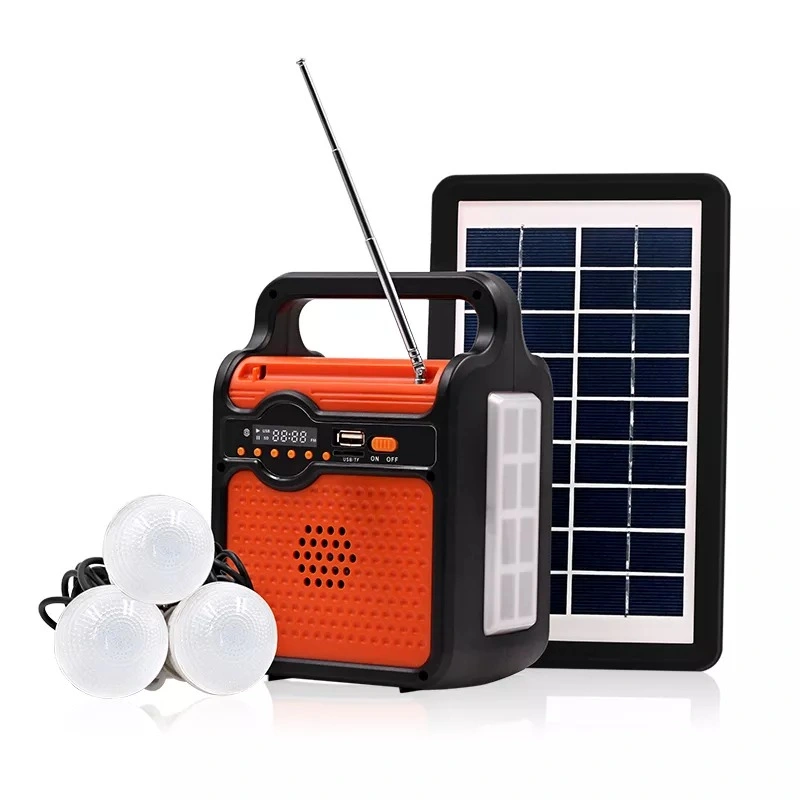 Multi Function Solar Emergency Power Lamp Outdoor Backup Solar Panel/AC Charging Lighting System with USB Speaker Solar System
