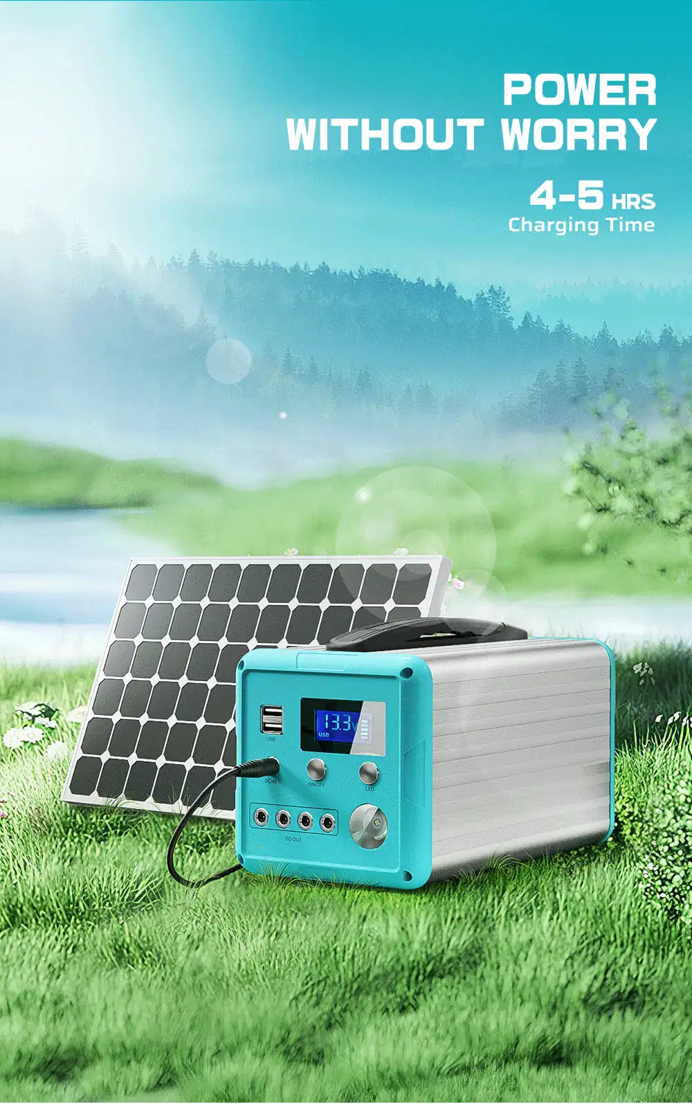 Solar Home System with Fan and LED Light USB Charging for Home Outdoor Camping