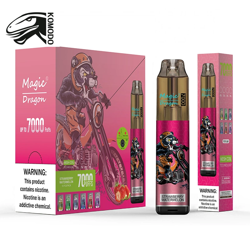 Magic Dragon Disposable Vapes 7000 Puffs Nicotine 6 Colors RGB Light Tobacco License Company